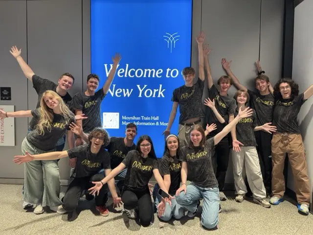 A group of students on a tour in New York City.